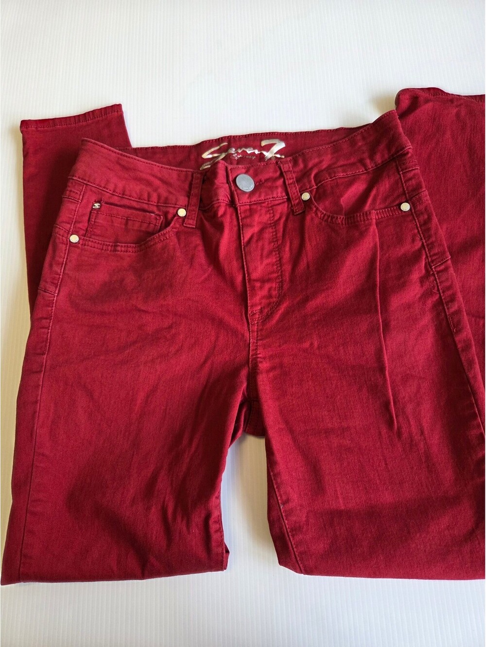 Seven7 Women's High Rise Skinny Jeans Size 6 Red Booty Shaper Cotton Blend